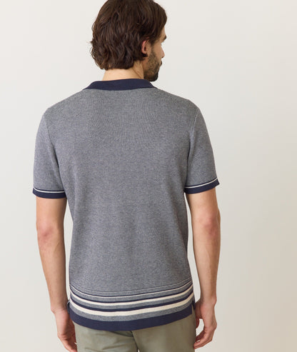 Ethan sweater button down in india ink and oatmeal back view