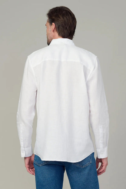 JAKOB LINEN SHIRT IN OPTIC WHITE BACK VIEW