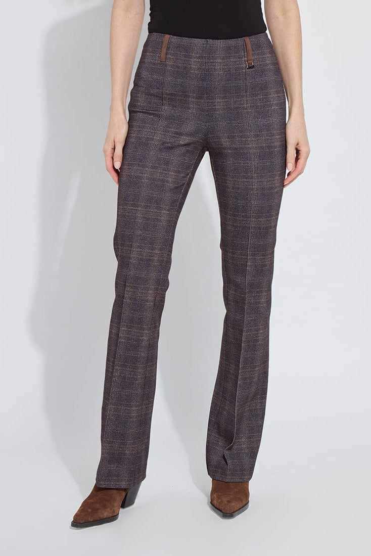 PATTERNED PINTUCK PONTE BABY BOOT IN POLISHED PLAID FRONT VIEW