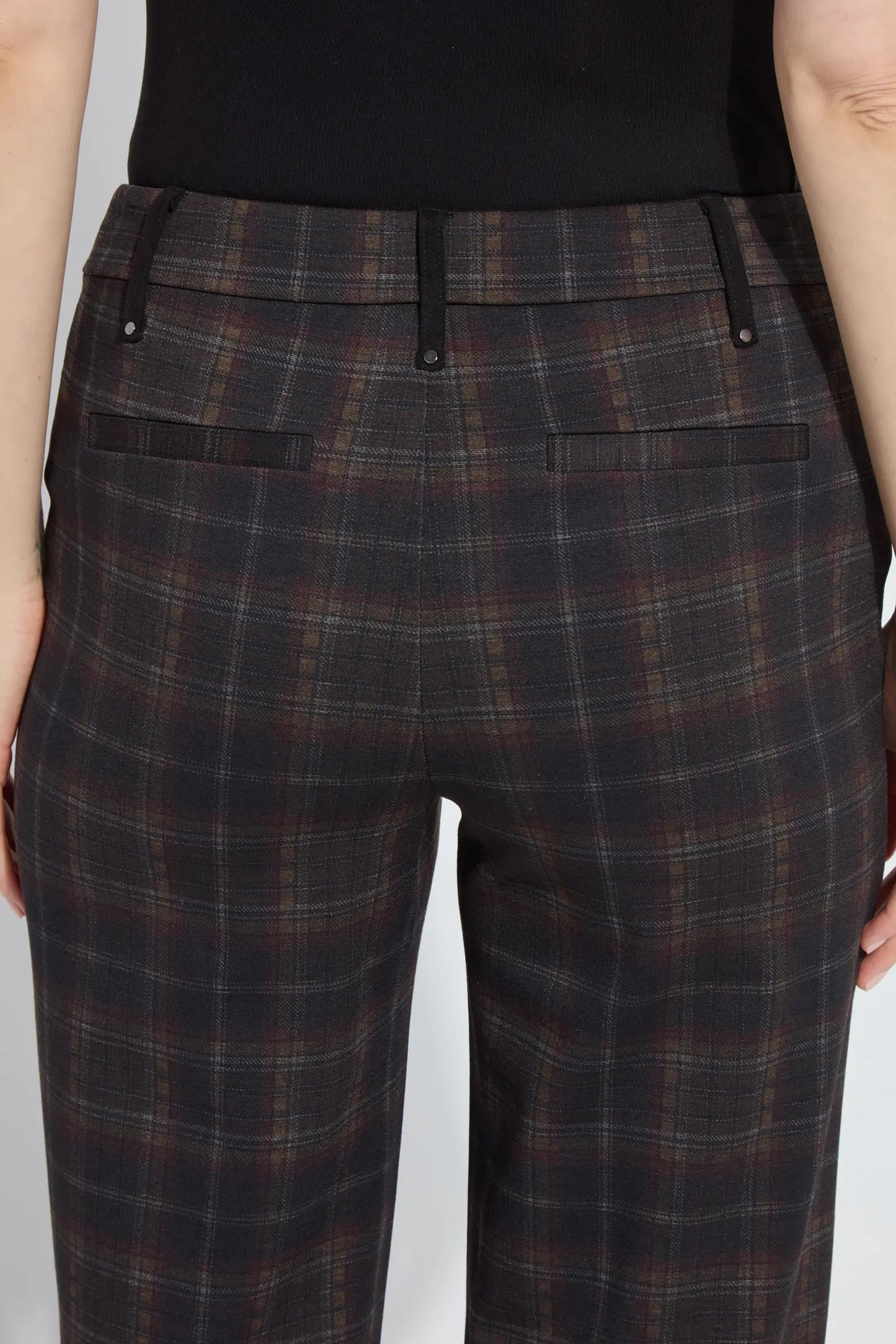 LIVIA CROP PANT IN DUBLIN PLAID BACK CLOSE UP VIEW