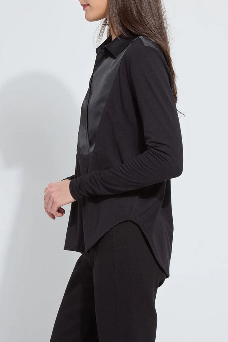 PIETRA COLLAR TOP IN BLACK SIDE VIEW