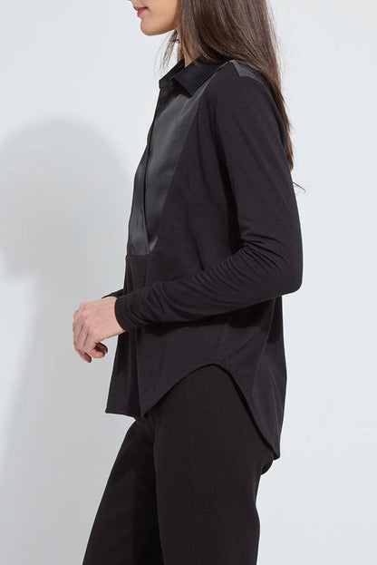 PIETRA COLLAR TOP IN BLACK SIDE VIEW