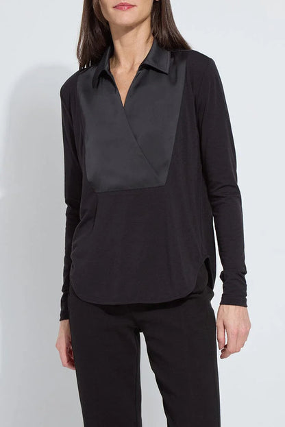 PIETRA COLLAR TOP IN BLACK FRONT VIEW