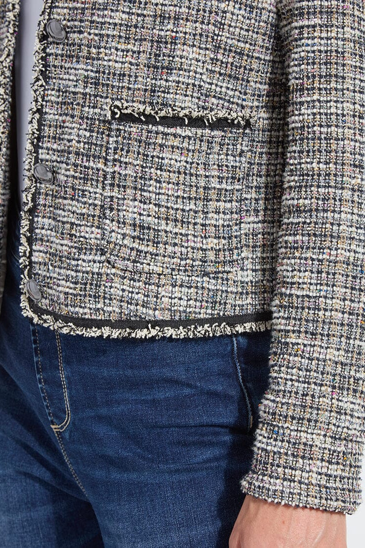 CHARLOTTE TWEED JACKET IN MULTI FRONT DETAIL VIEW