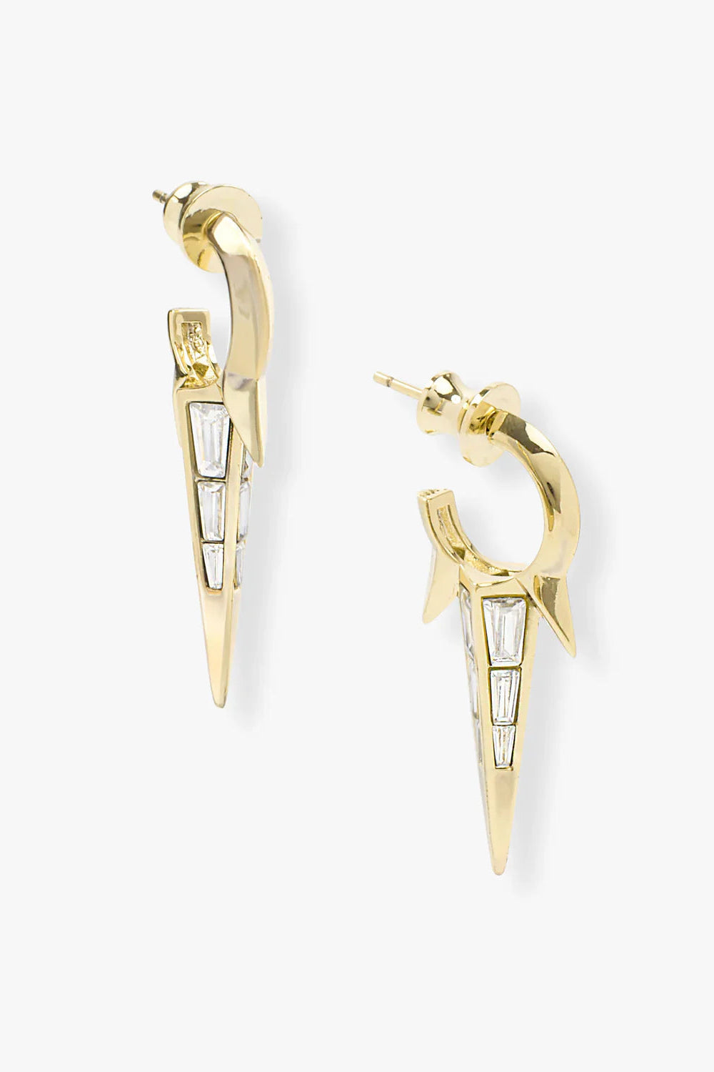  Gabriella Baguette Triple Spike Earrings FRONT VIEW
