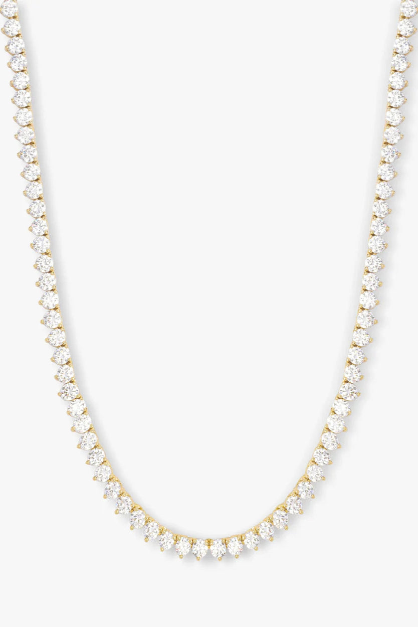 16" tennis necklace, gold chain with white crystal pavé links