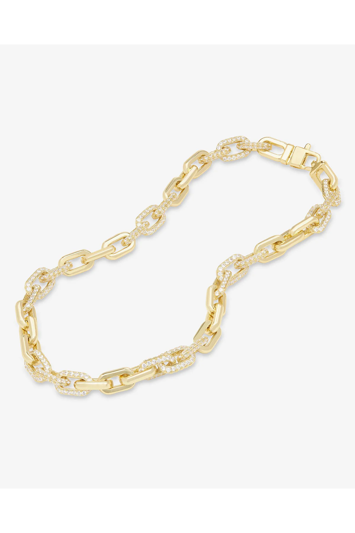 Frankie Pavé Chain Necklace 18" IN GOLD FRONT VIEW