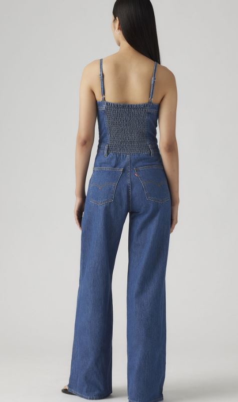 Bustier Jumpsuit in Smashing denim back view