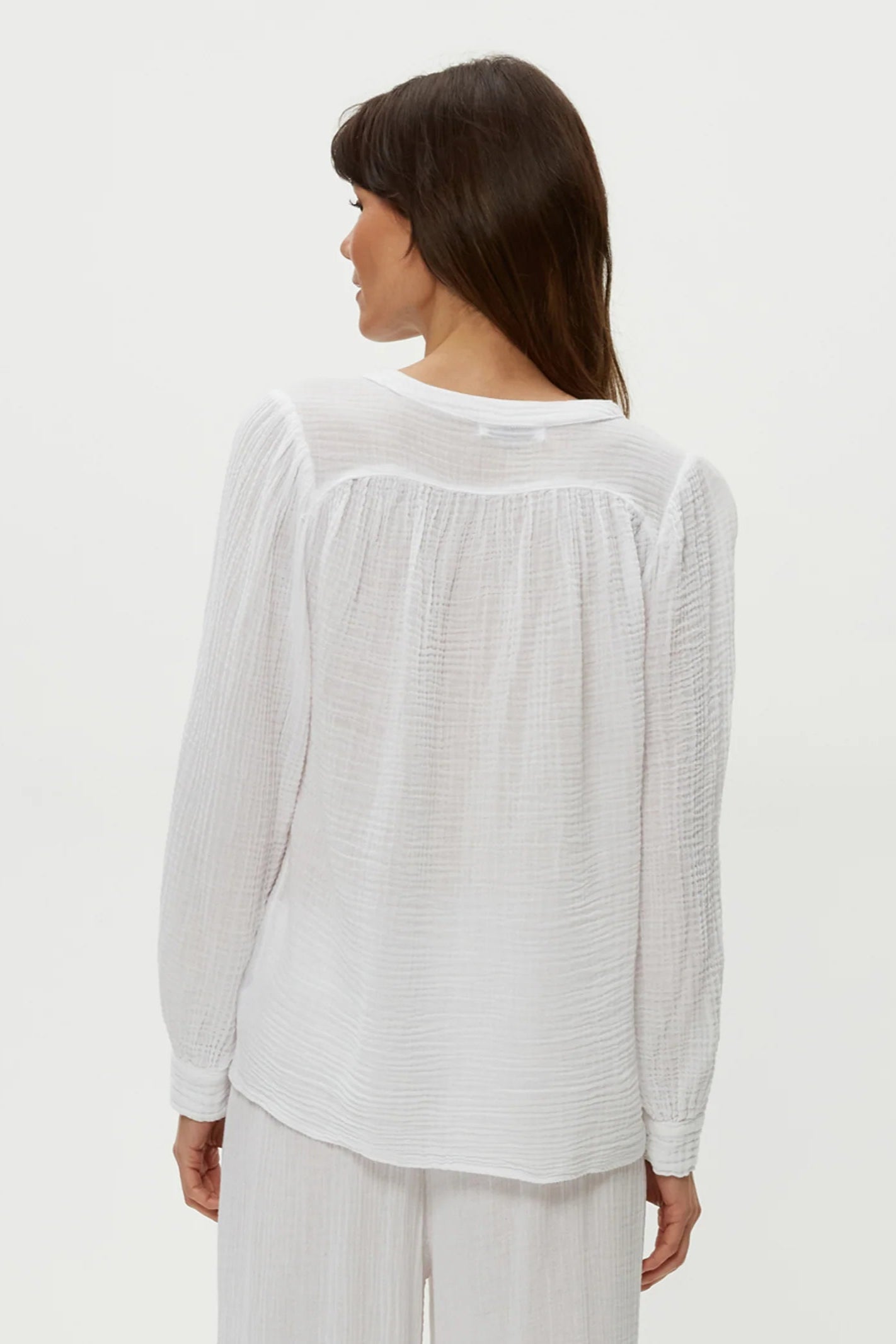 Kacey peasant top in white back view
