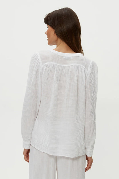 Kacey peasant top in white back view