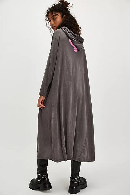 Flor de la Pasión Viggo Hoodie Tee Dress in Ozzy back view