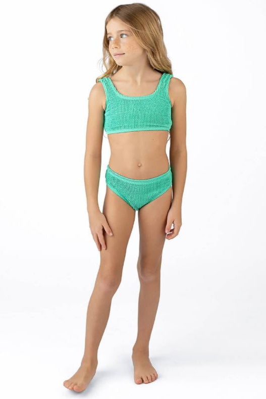 Crinkle bikini in green style view front