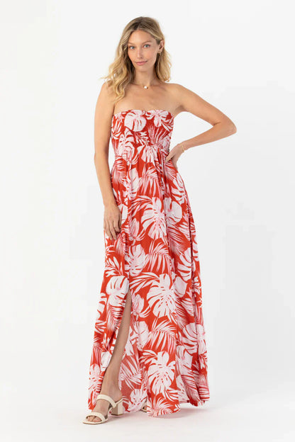 Emilia maxi dress in monestra rust front view