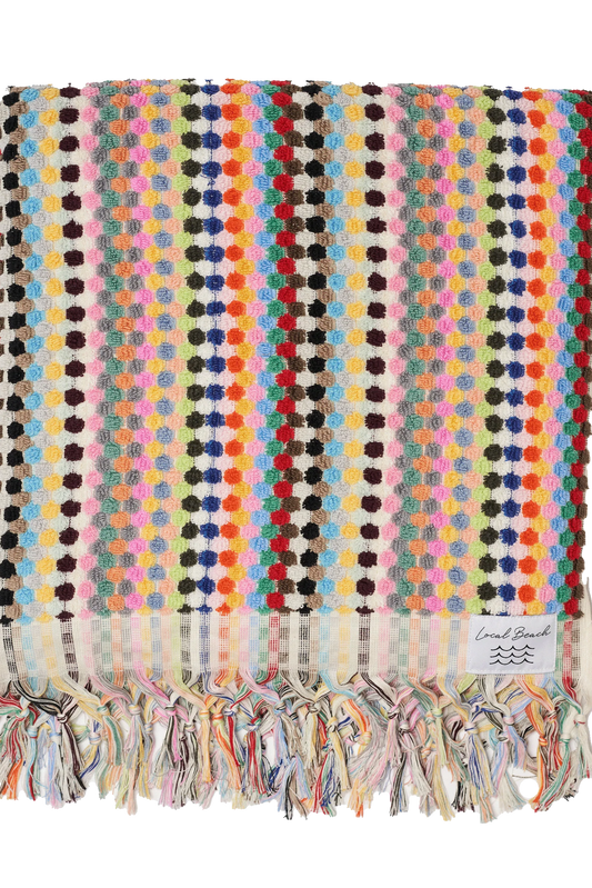 Rivera pool towel in rainbow front view