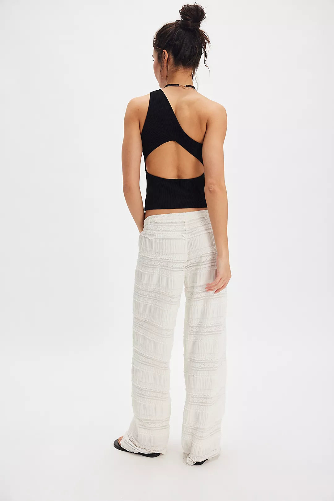 Aiden Lace Pants in White Back View