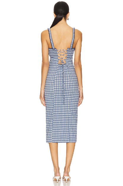 Lucinda Midi in Indgo Cmbo Back View
