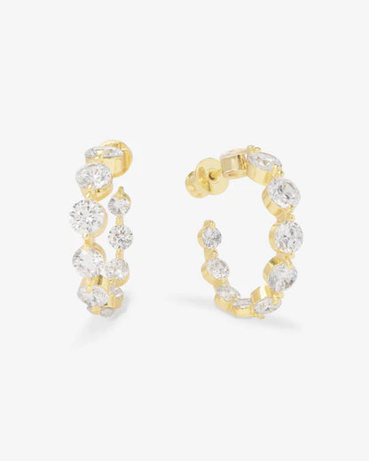She's an icon hoops 1" in gold with white diamonds