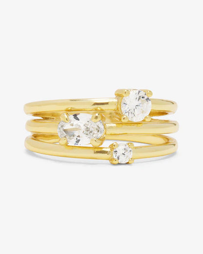 Nina stacked ring in gold with white diamonds