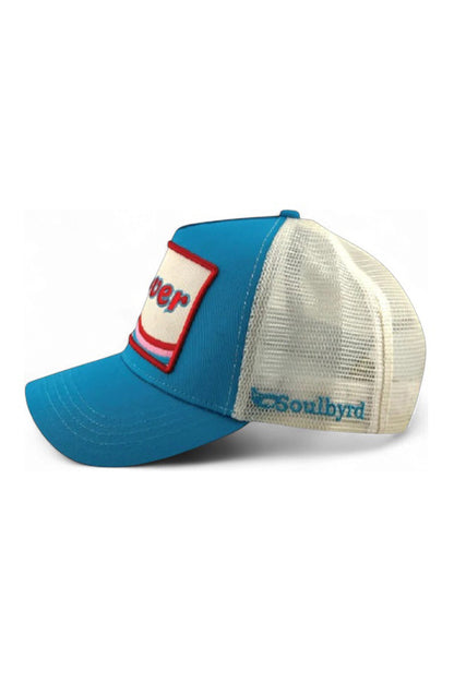 Lover trucker hat in turquoise side  view