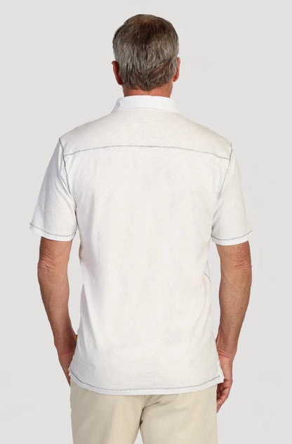 Heritage slub with saddle stitch in white back view
