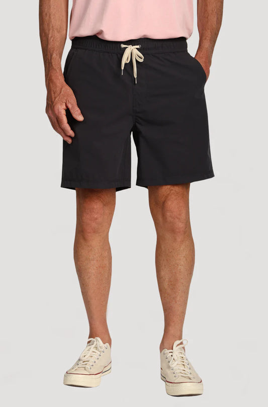 Dawn to dusk drawstring short in charcoal front view
