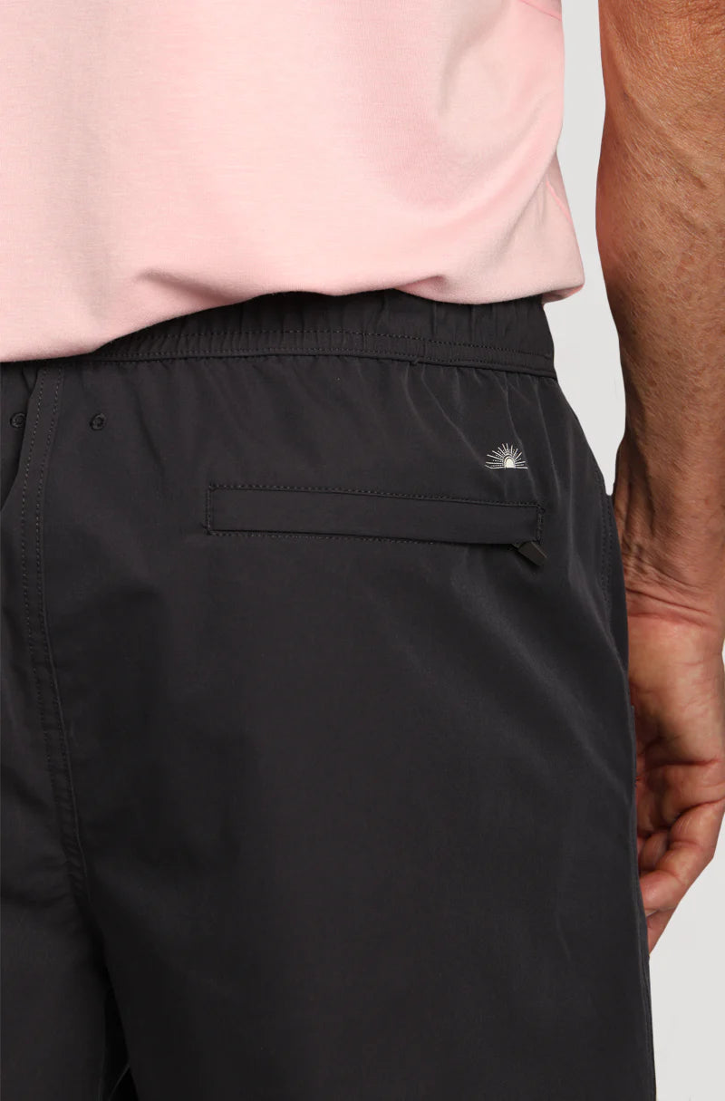 Dawn to dusk drawstring short in charcoal pocket view