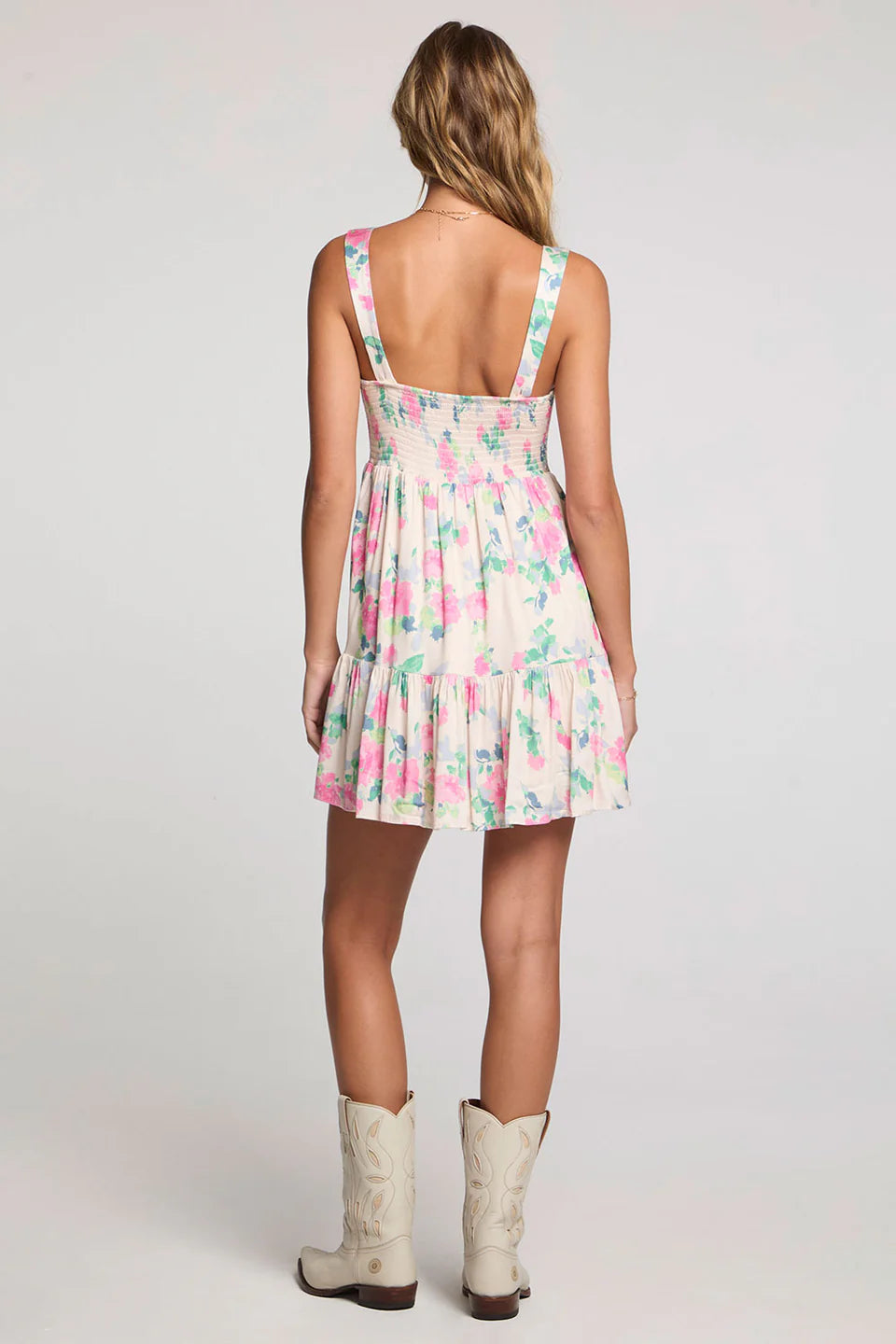 Indygo Mini Dress in vanilla back view