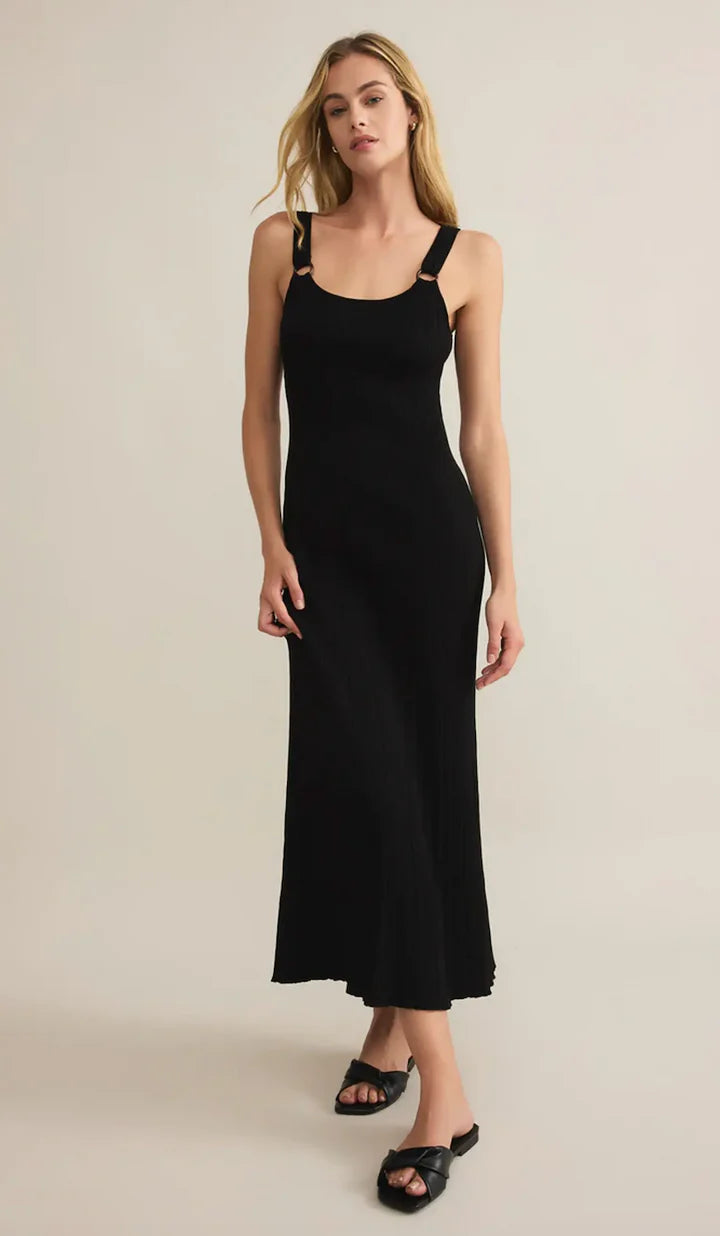 Salinas Midi dress in black front view