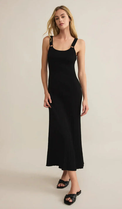 Salinas Midi dress in black front view