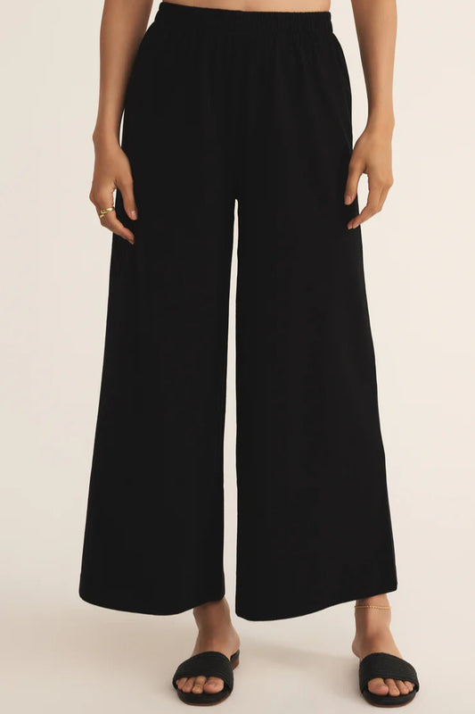 SCOUT JERSEY FLARE PANT IN TRUE BLACK FRONT VIEW