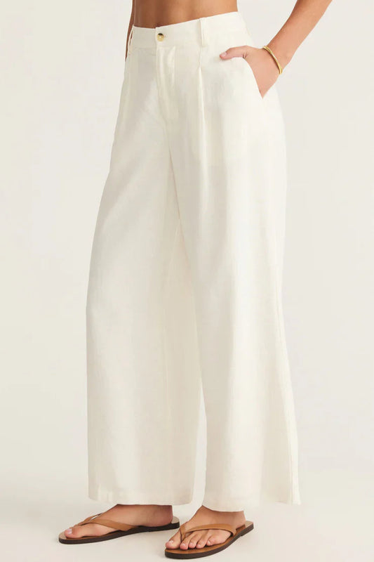TOPANGA LINEN PANT IN WHITE FRONT VIEW