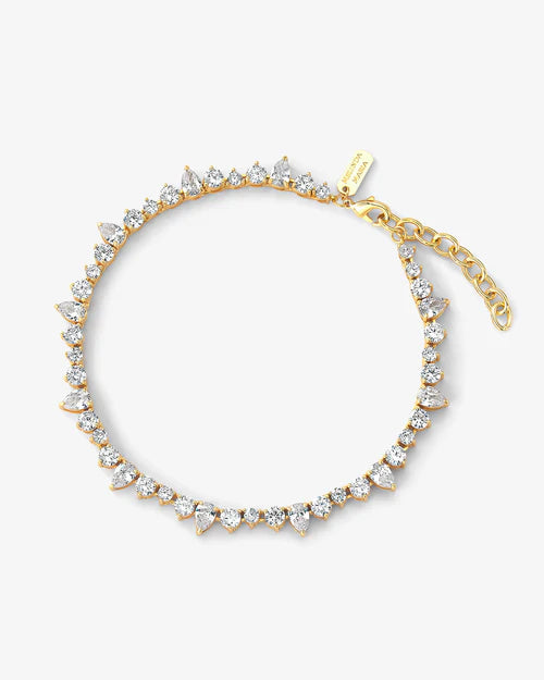 Dynasty anklet in gold with white diamonds