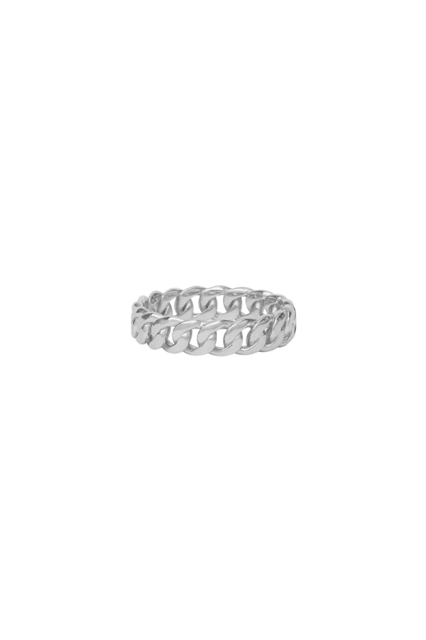 Baby Julian ring in silver with braided link band, rounded profile