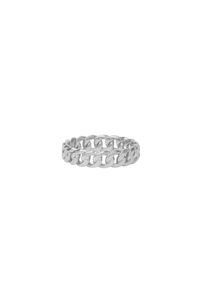 Baby Julian ring in silver with braided link band, rounded profile