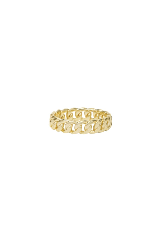 Gold baby Julian chain-link ring with flat band