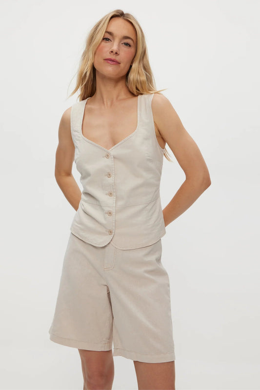HONEY BUTTON UP VEST IN WINDCHIME FRONT VIEW