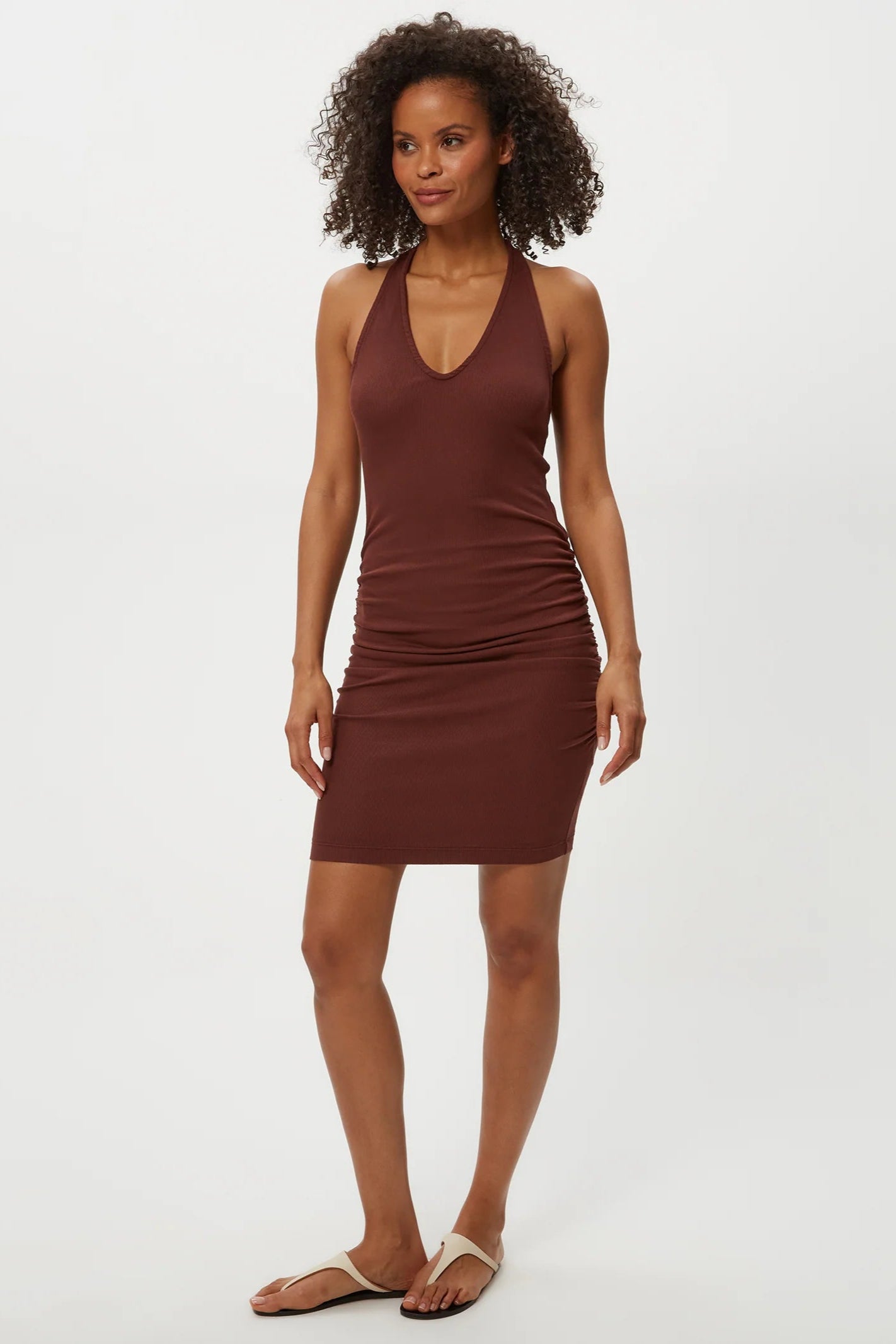 AVA MINI DRESS IN ESPRESSO FRONT VIEW