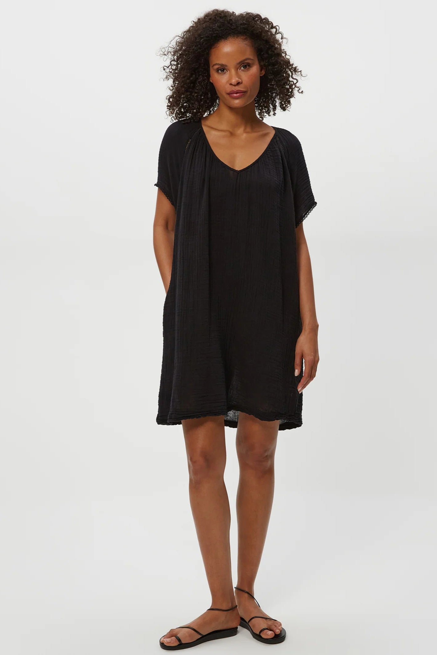 SKY MINI DRESS IN BLACK FRONT VIEW