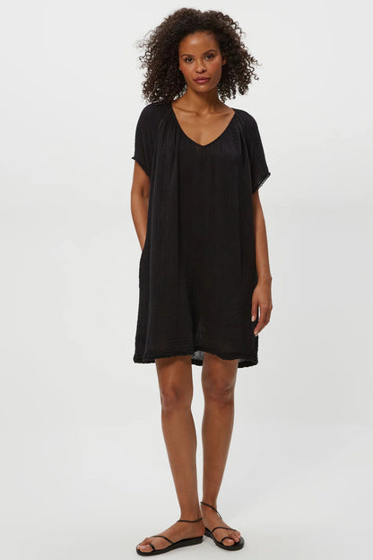 SKY MINI DRESS IN BLACK FRONT VIEW