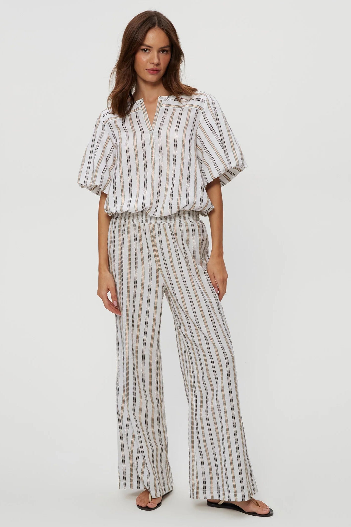 SITA WIDE LEG PANT IN WHITE FRONT VIEW