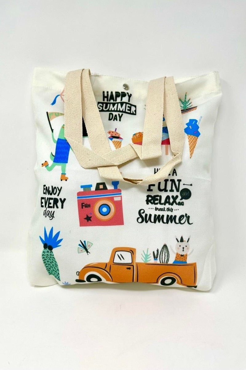 SUMMER CANVAS TOTE BAG IN MULTI FRONT VIEW
