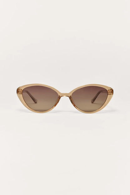 Lunettes de soleil NEW SUNGLASSES, monture dorée, forme œil-de-chat, verres brun
