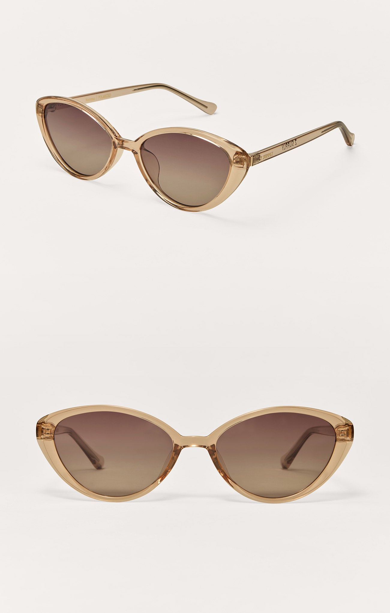 Lunettes de soleil sweet tea, monture beige doré, verres dégradés bruns