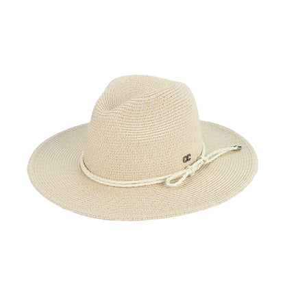 Paper panama hat with leather rope in beige
