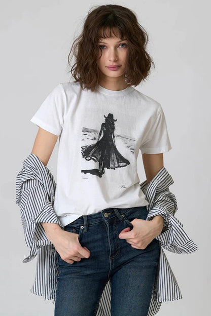 DESERTED MUSHIE TEE IN WORN WHITE FRONT VIEW