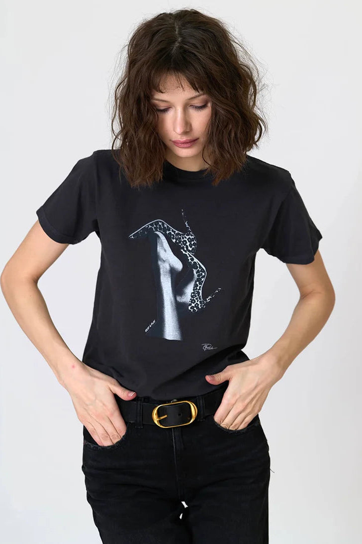 REST AND PLAY MUSHIE TEE IN WORN BLACK FRONT VIEW