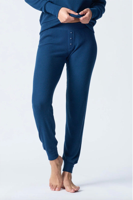 TEXTURED ESSENTIALS JAMMIE PANT IN NAVY FRONT VIEW