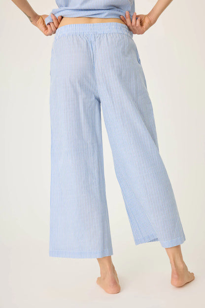 DAINTY DAISY OPEN LEG CROP PANT IN BRIGHT BLUE BACK VIEW