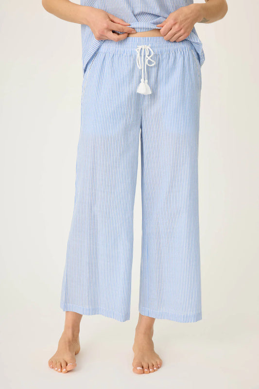 DAINTY DAISY OPEN LEG CROP PANT IN BRIGHT BLUE FRONT VIEW