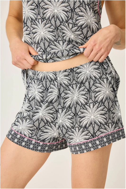 SHADY BEACH DREAMS SHORTS IN BLACK FRONT VIEW
